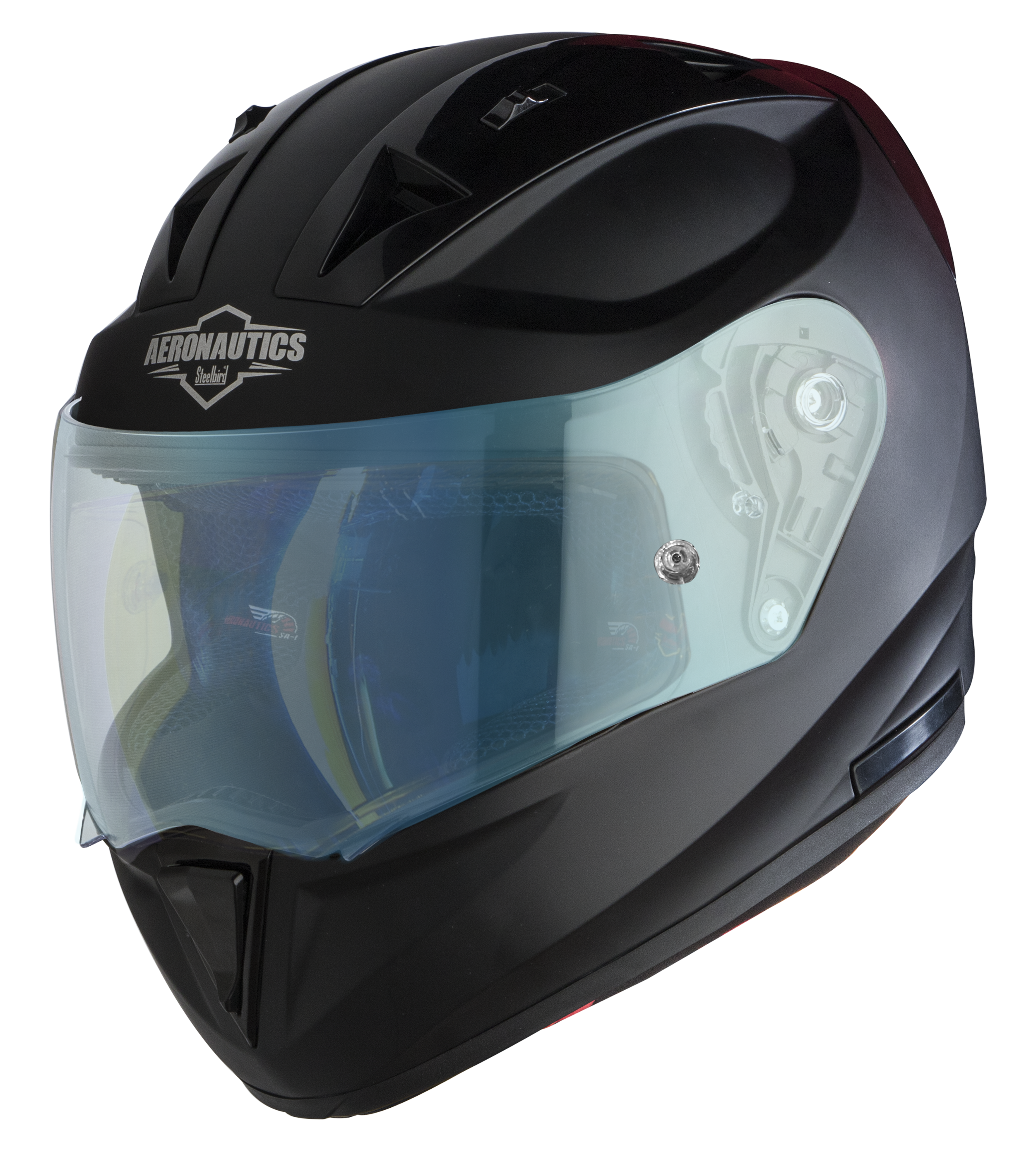 SA-1 Aeronautics Mat Black With Anti-Fog Shield Blue Night Vision Visor